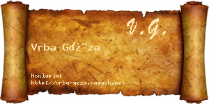 Vrba Géza névjegykártya
